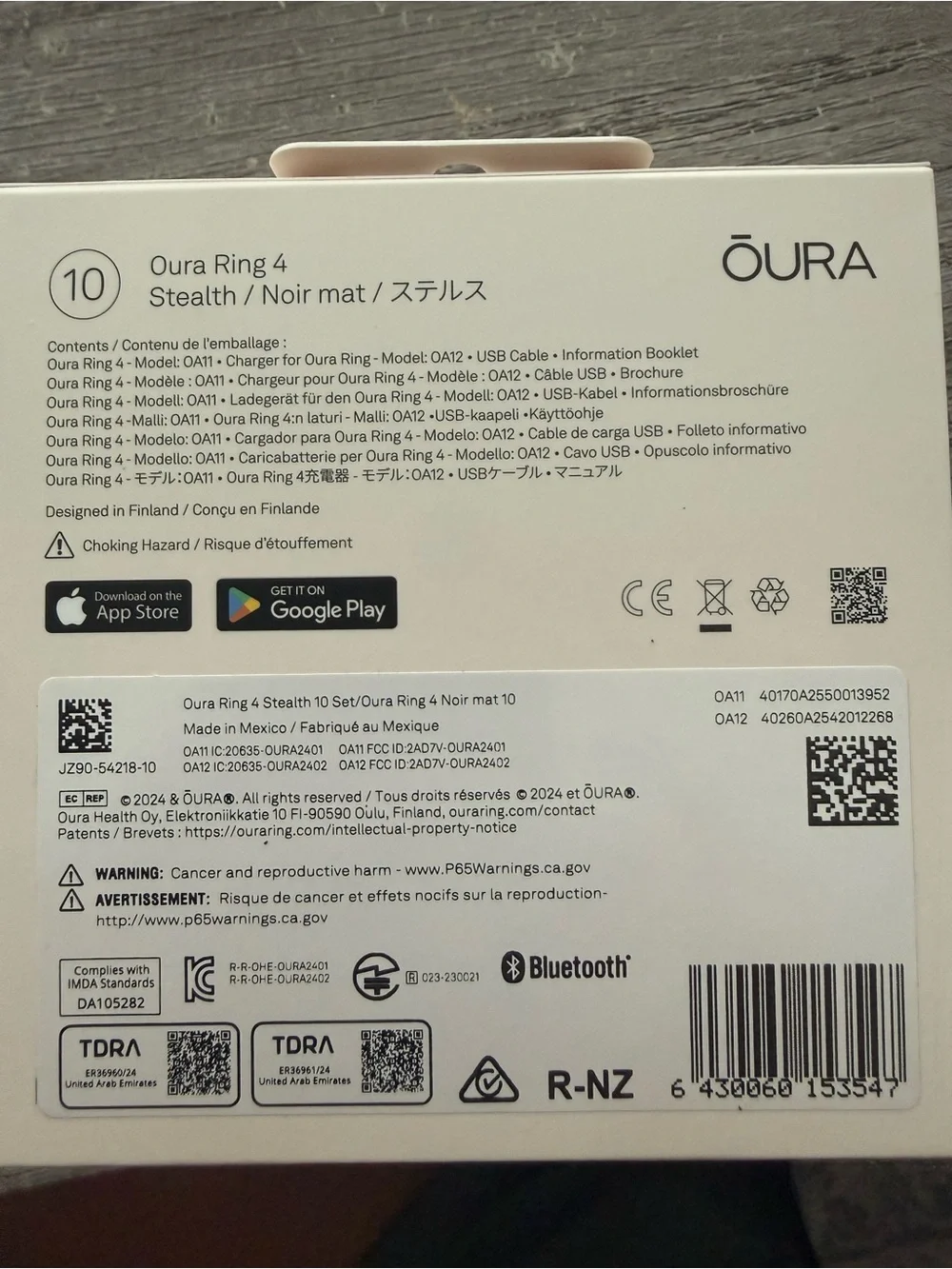 OURA RING 4 generation stealth size 10 fitness sleep activity stress tracker
